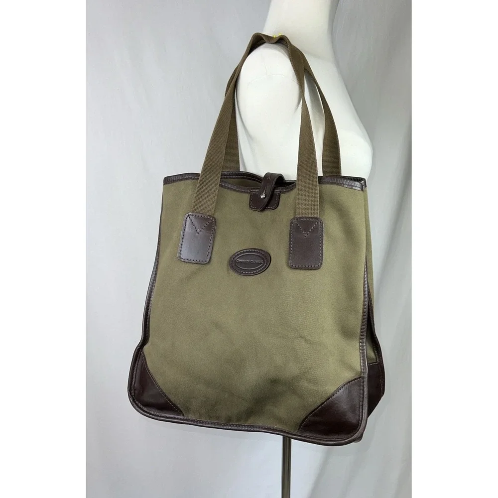 John Chapman Olive Green Leather Trim Tote Bag England Corsair Capital Handmade - Picture 1 of 12